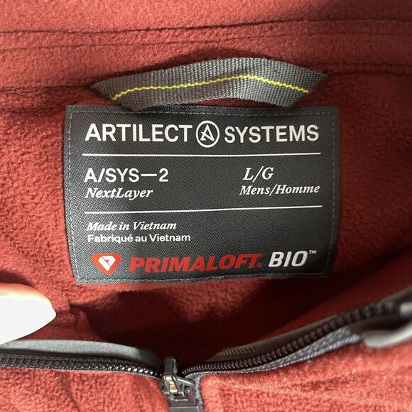 Artilect Systems Fleece Pullover Mens Large A/SYS-2 Primaloft Red/Orange 1/2 Zip - Picture 15 of 16
